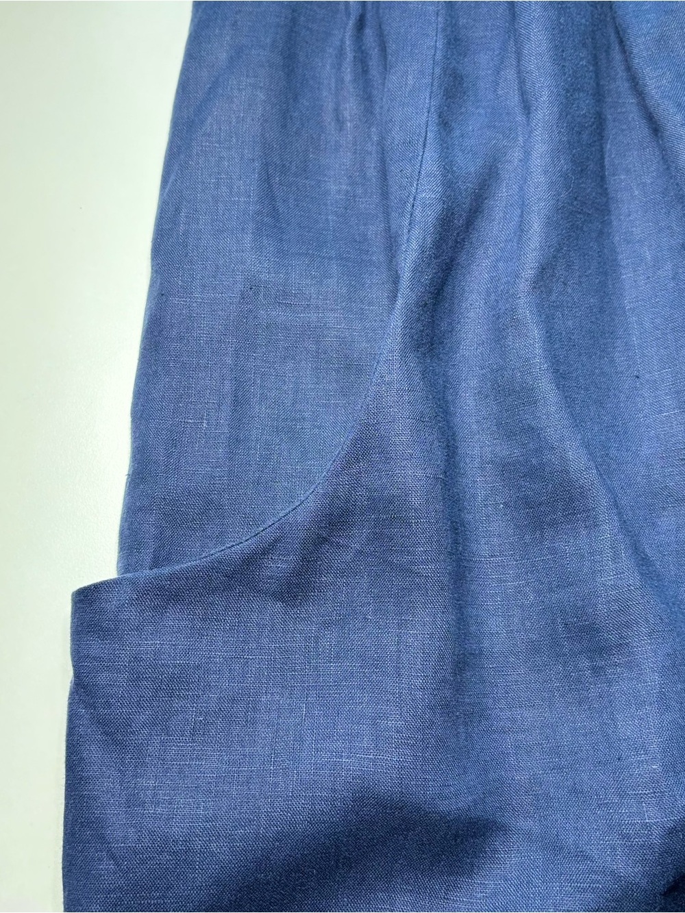 Claude Tulum 100% Linen Navy Ruffle Pocket Mini Dress One Size - Picture 12 of 16